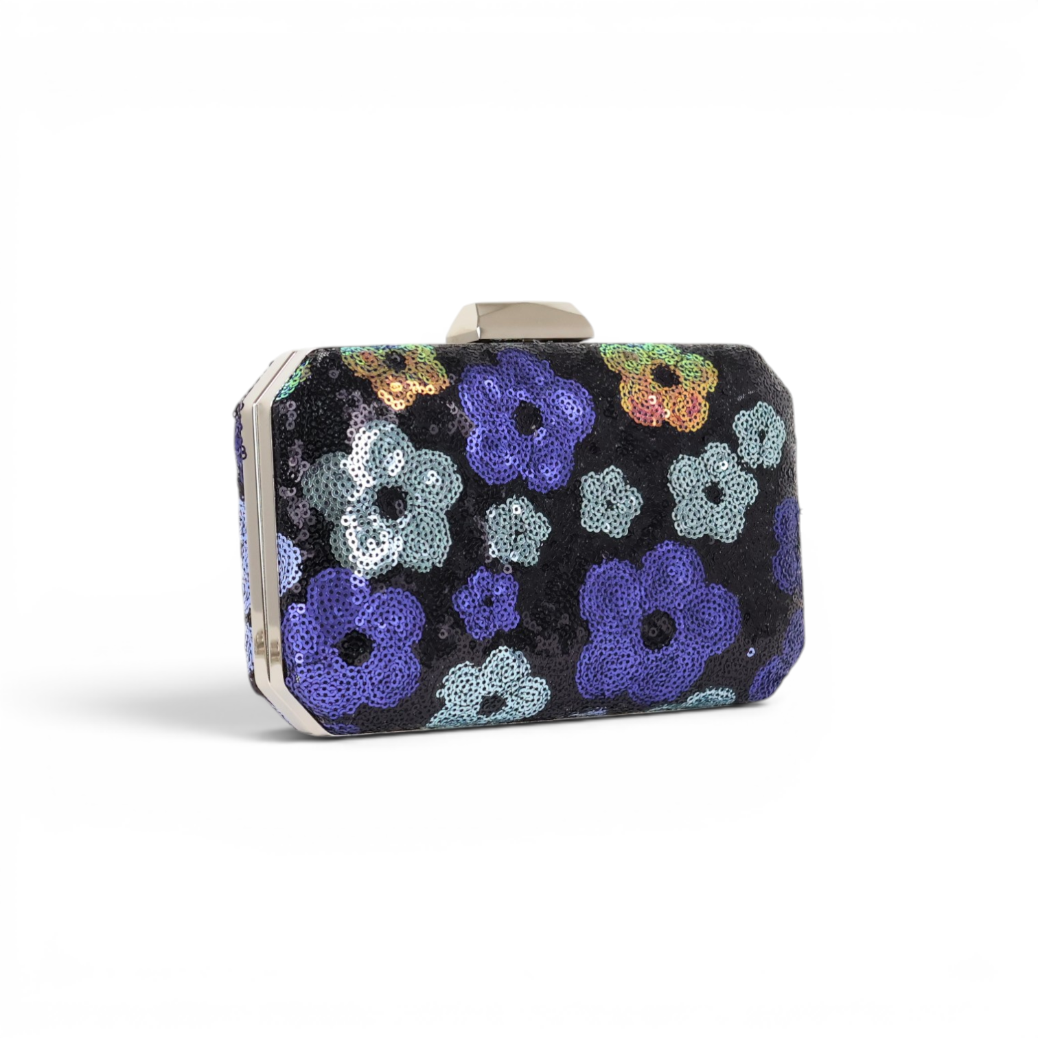 Bolsa Clutch Festa Bordada Floral Azul Marinho