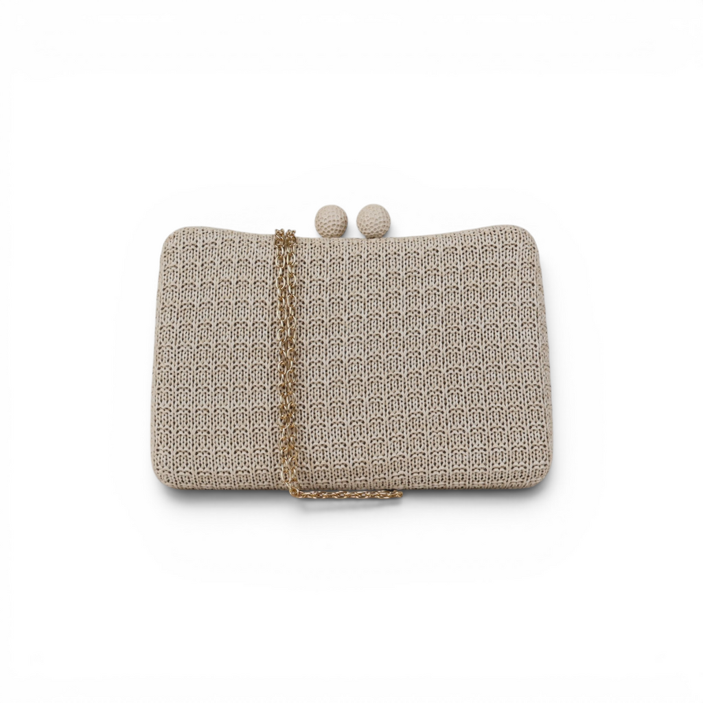 Bolsa de Festa Clutch Palha Off White