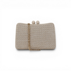 Bolsa de Festa Clutch Palha Off White
