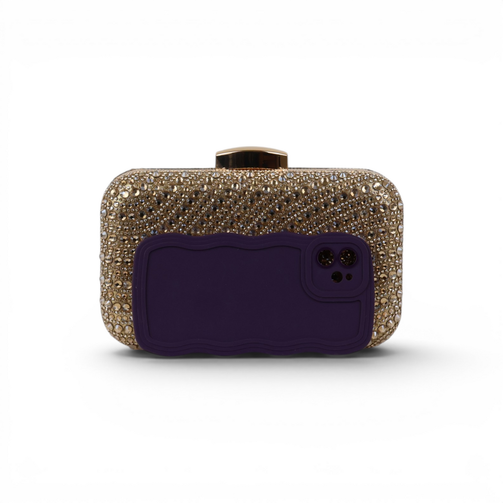 Bolsa Clutch Festa Pedraria Dourada
