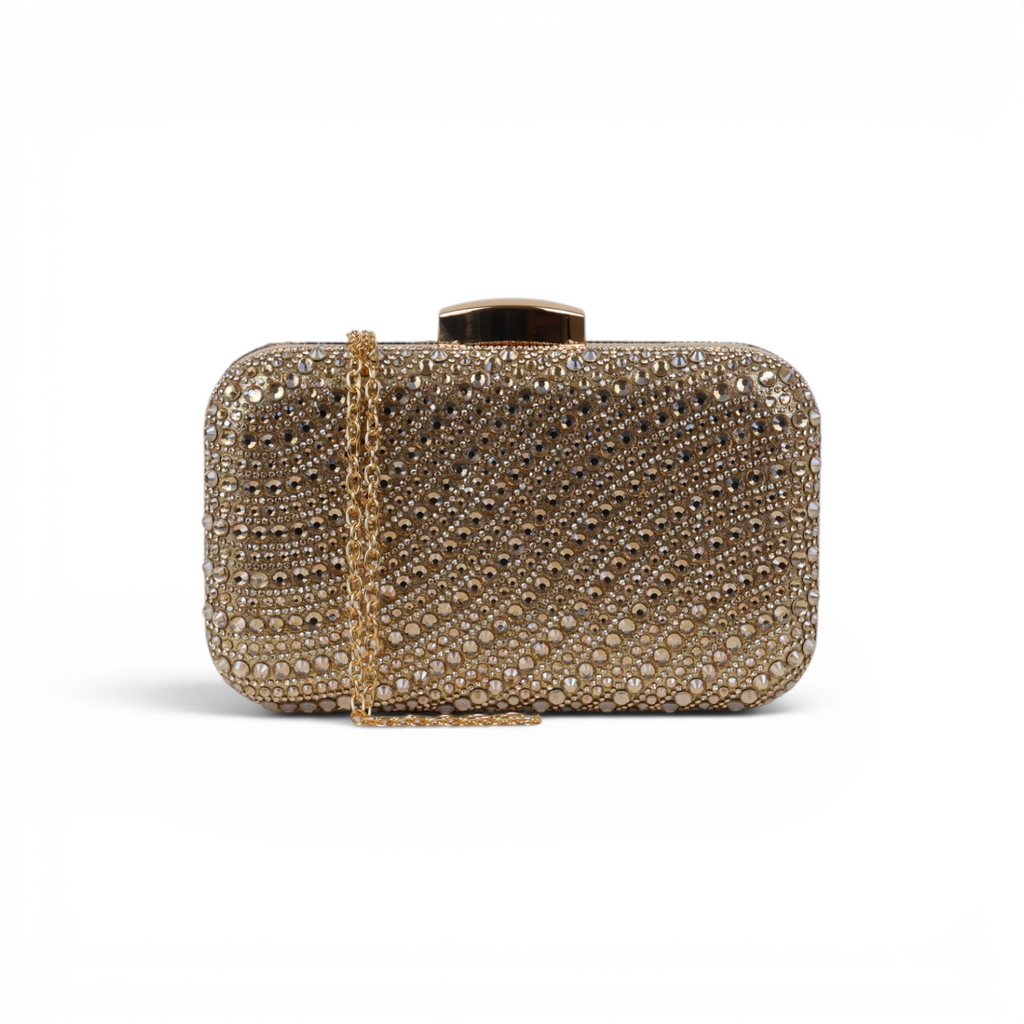 Bolsa Clutch Festa Pedraria Dourada