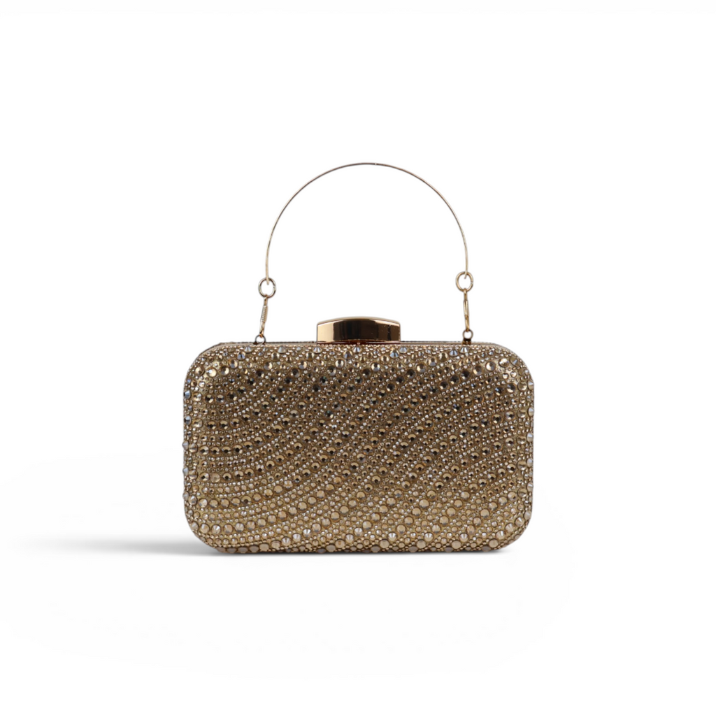 Bolsa Clutch Festa Pedraria Dourada