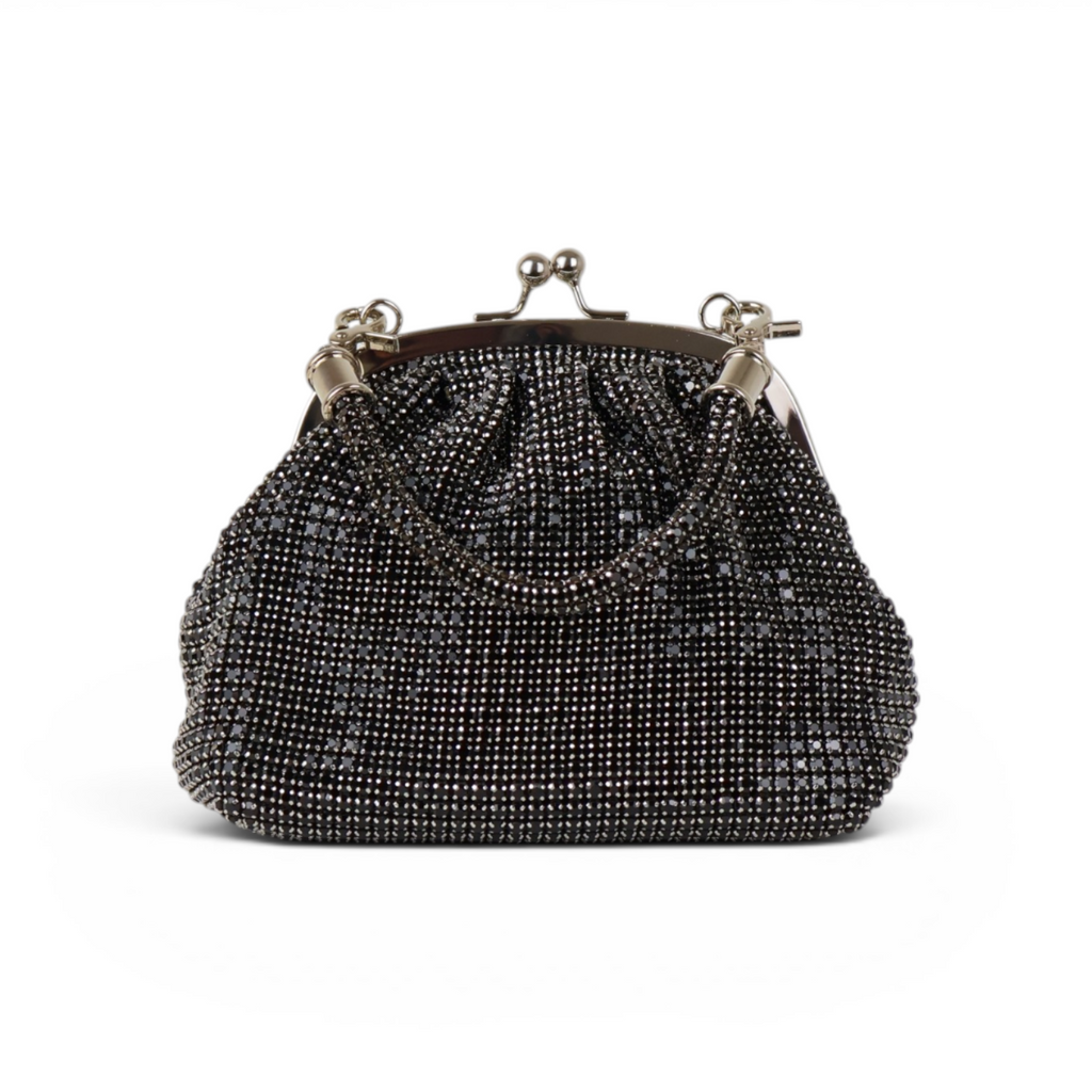 Bolsa de Festa Pouch Strass Preta