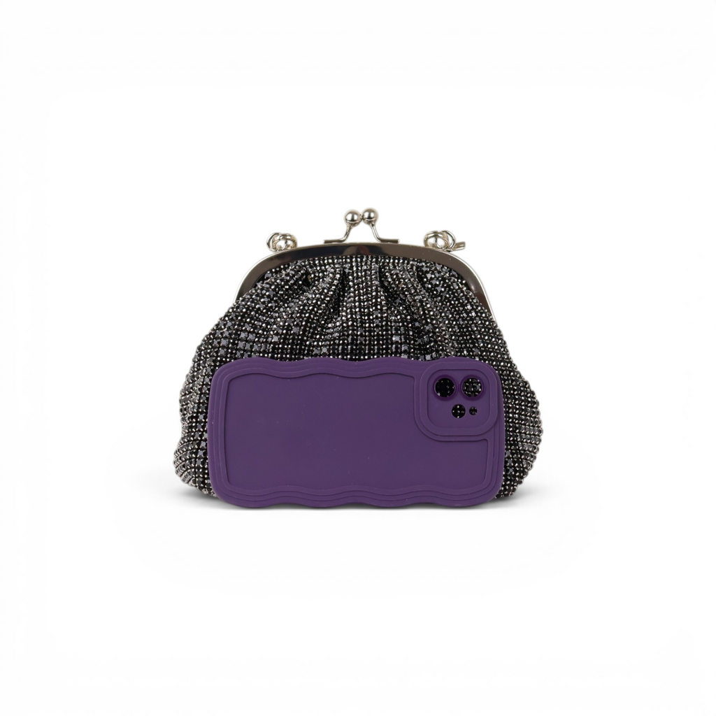Bolsa de Festa Pouch Strass Preta