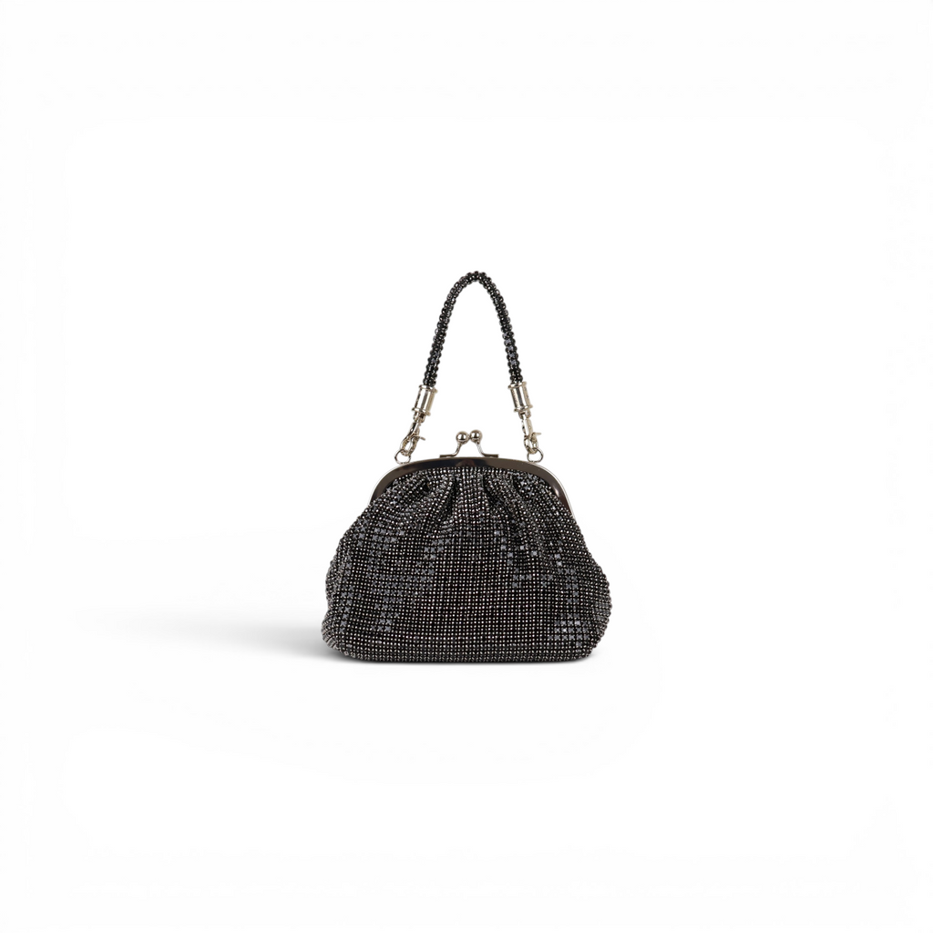 Bolsa de Festa Pouch Strass Preta