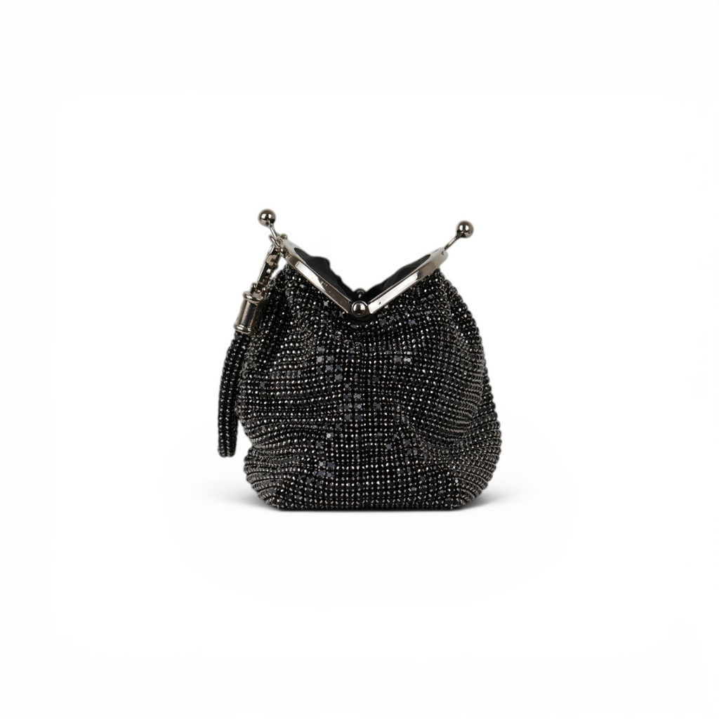 Bolsa de Festa Pouch Strass Preta