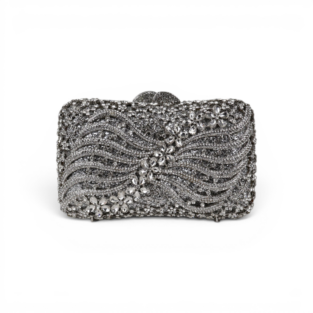 Bolsa Festa Clutch Pedraria Strass Prata