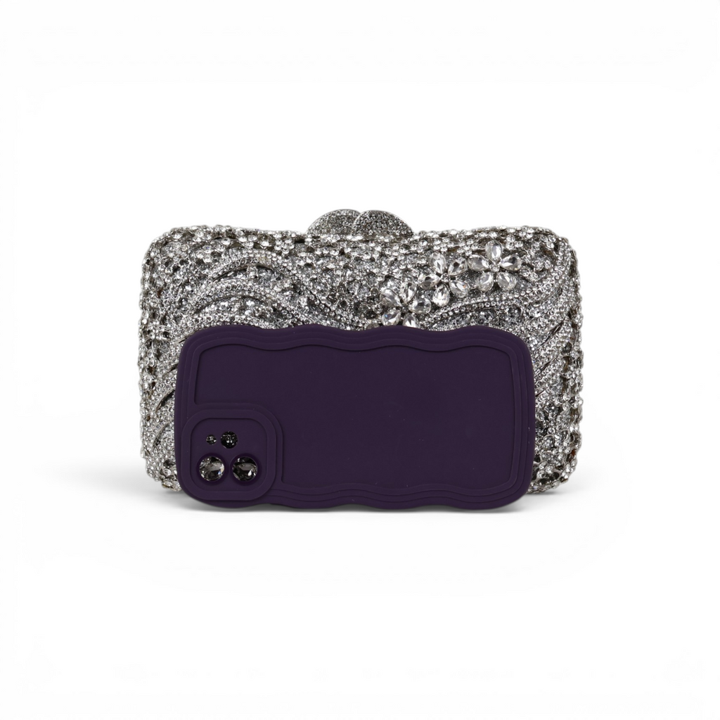 Bolsa Festa Clutch Pedraria Strass Prata