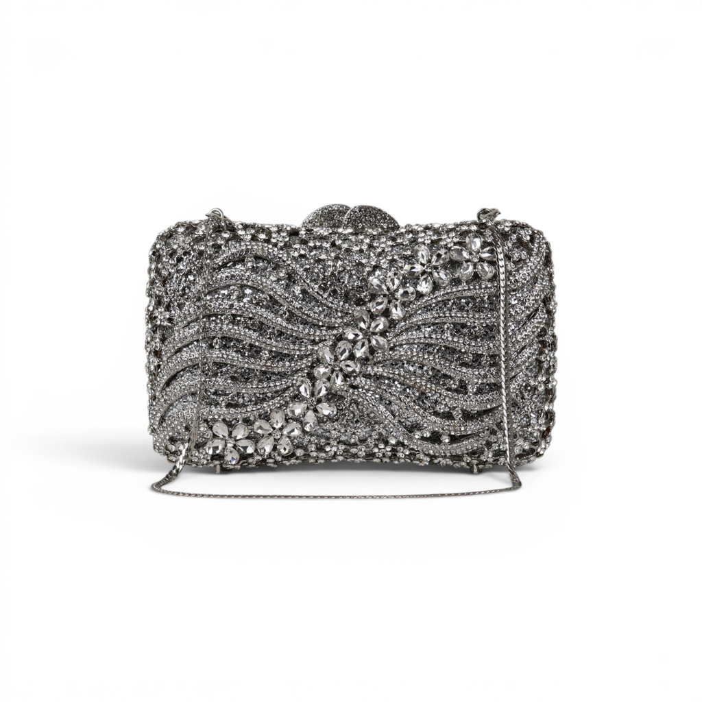 Bolsa Festa Clutch Pedraria Strass Prata