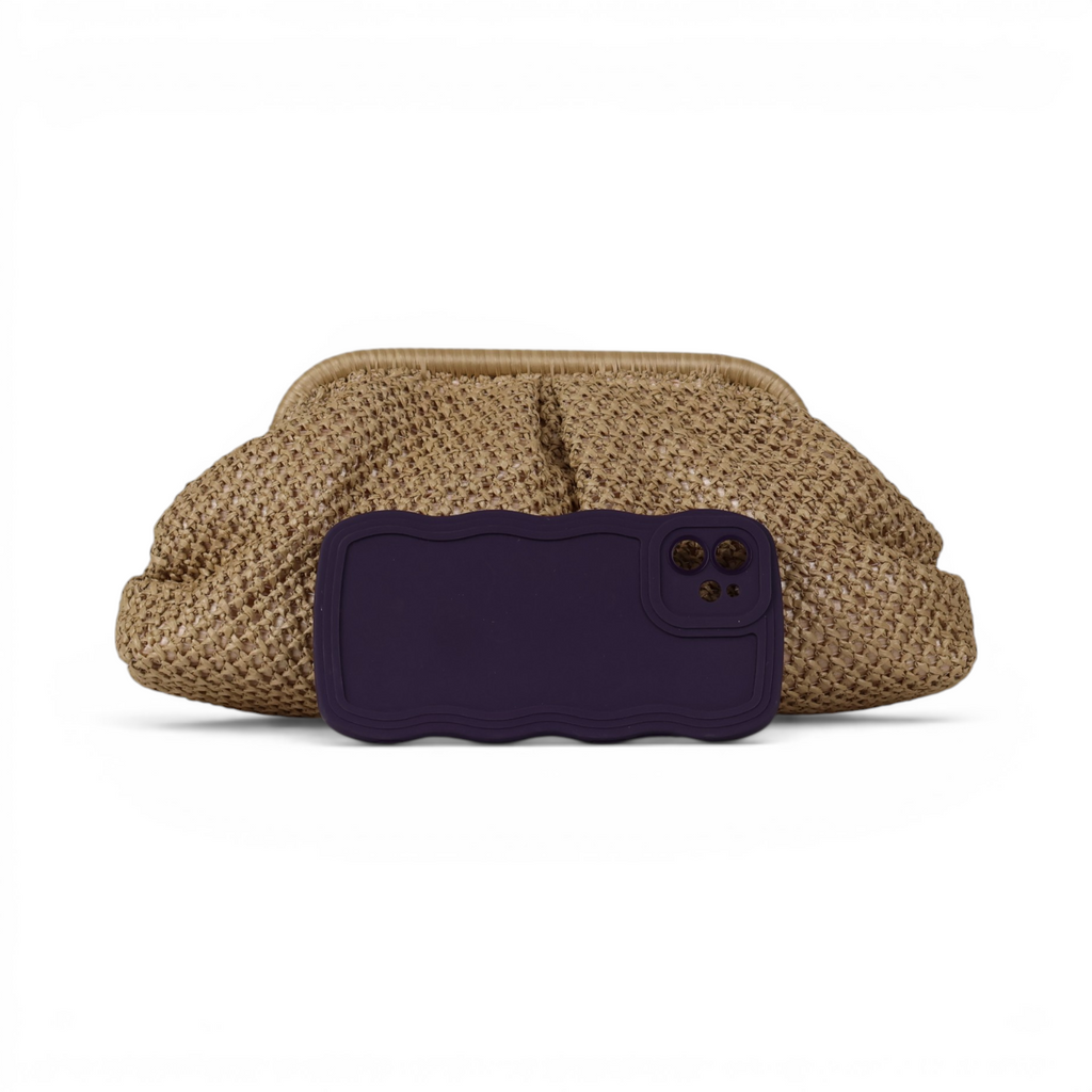 Bolsa de Festa Pouch Palha Bege Escuro