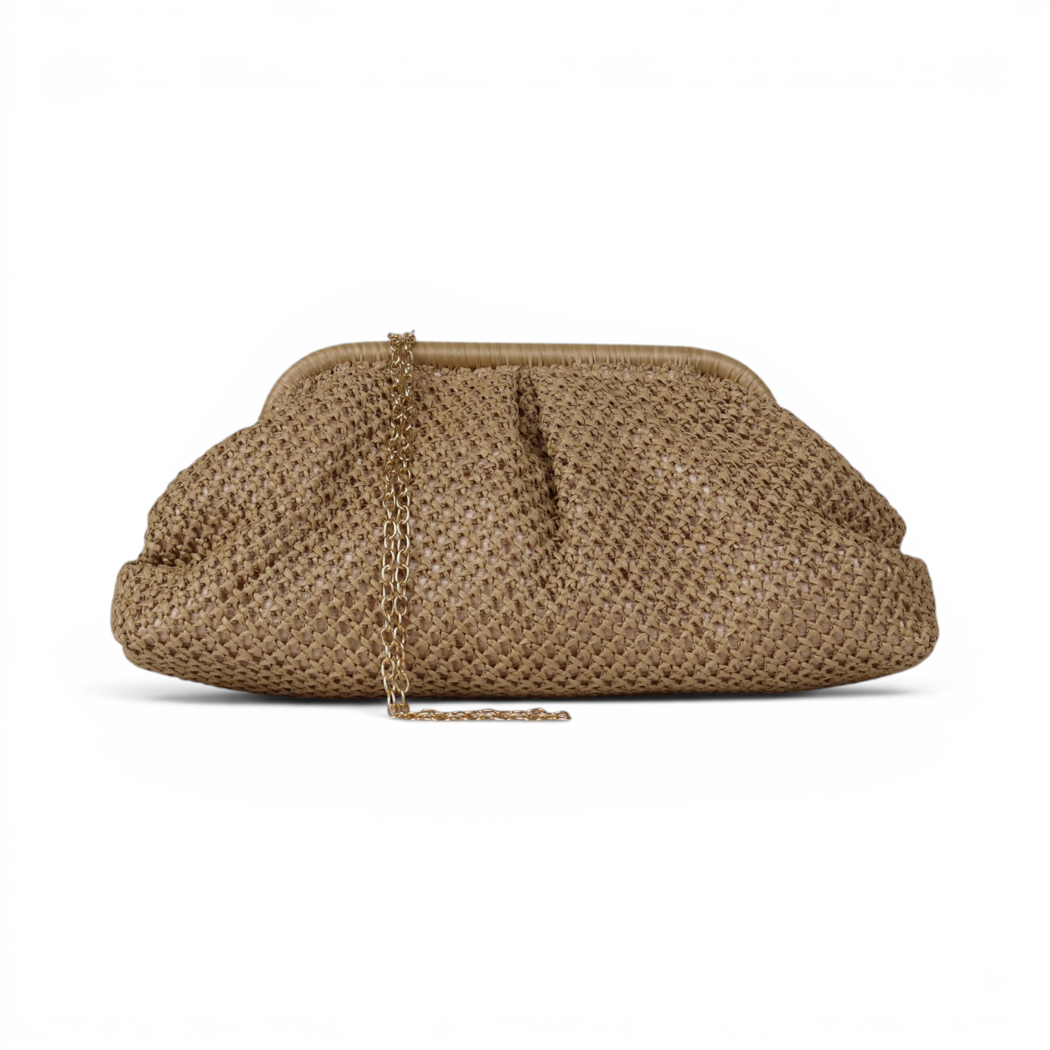 Bolsa de Festa Pouch Palha Bege Escuro