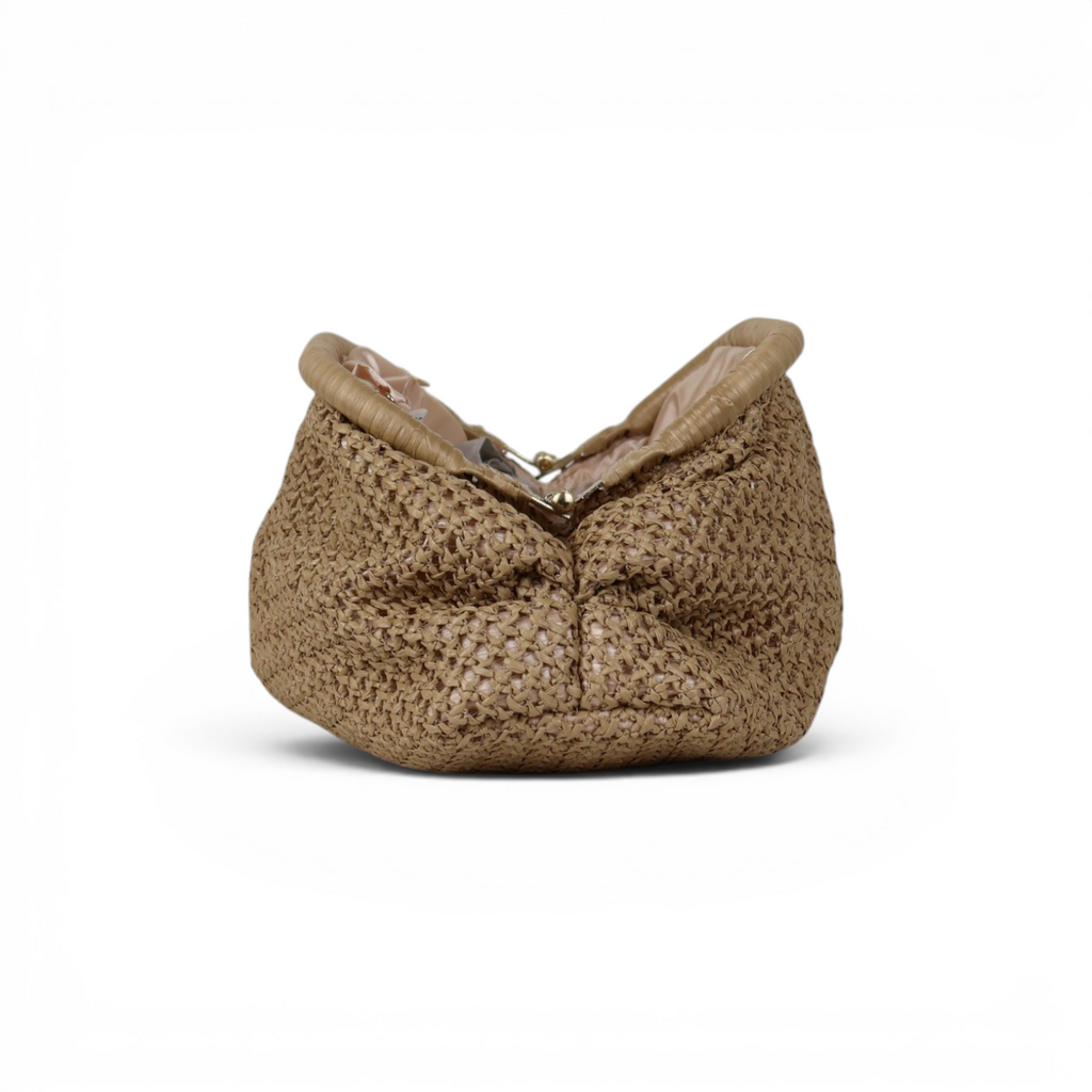 Bolsa de Festa Pouch Palha Bege Escuro