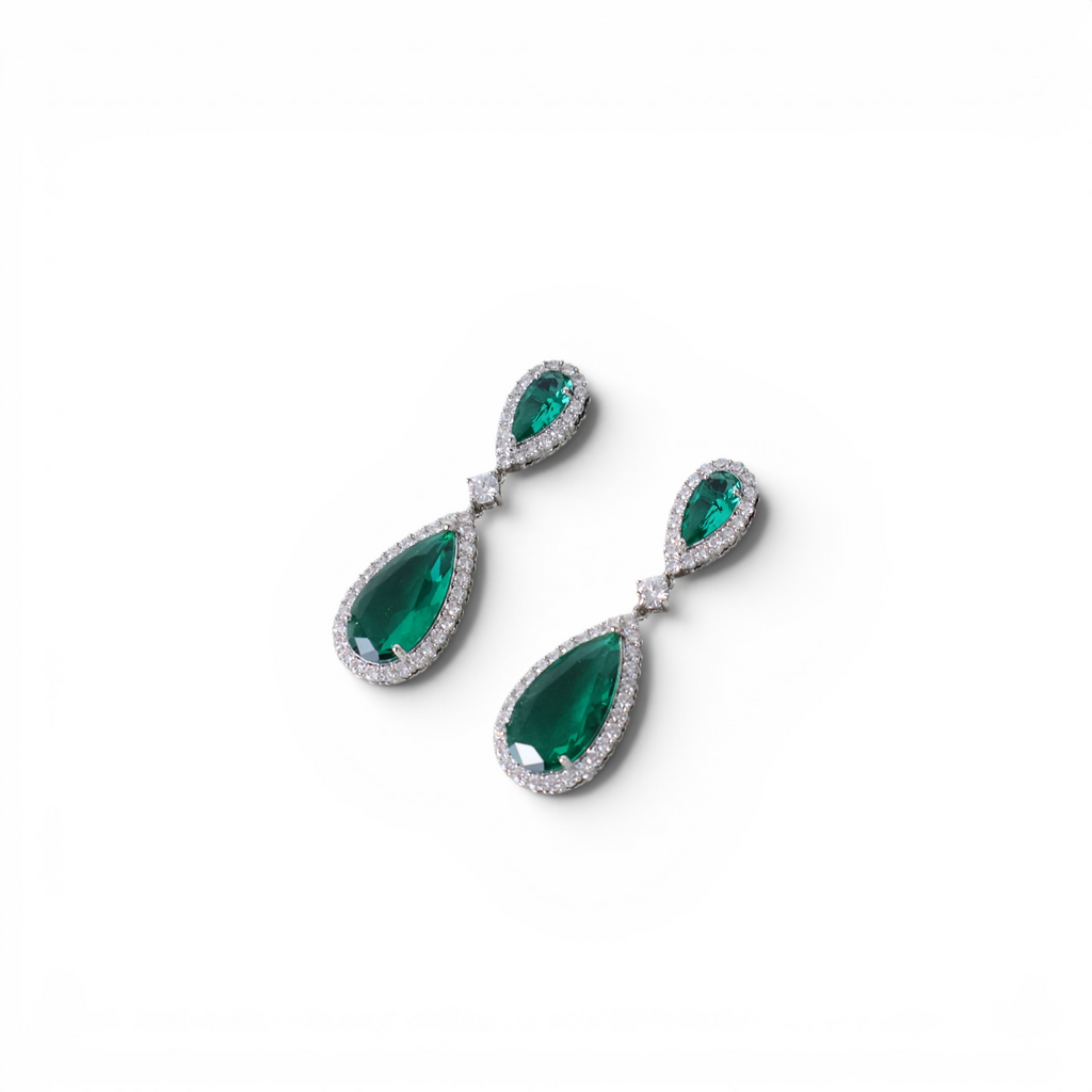 Brinco Zircônias Turquesa