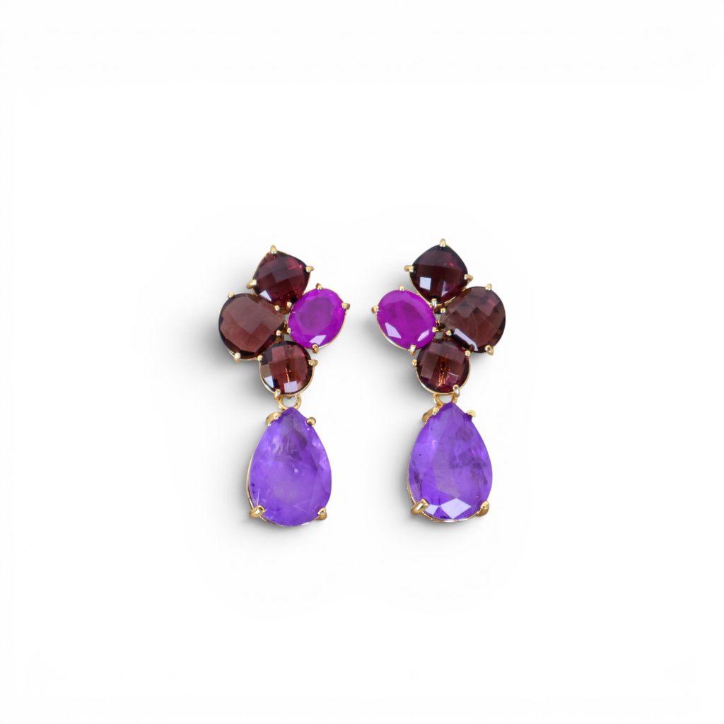 Brinco Roxo Pedra Fusion