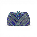 Bolsa Festa Clutch Pedraria Strass Azul e Turquesa