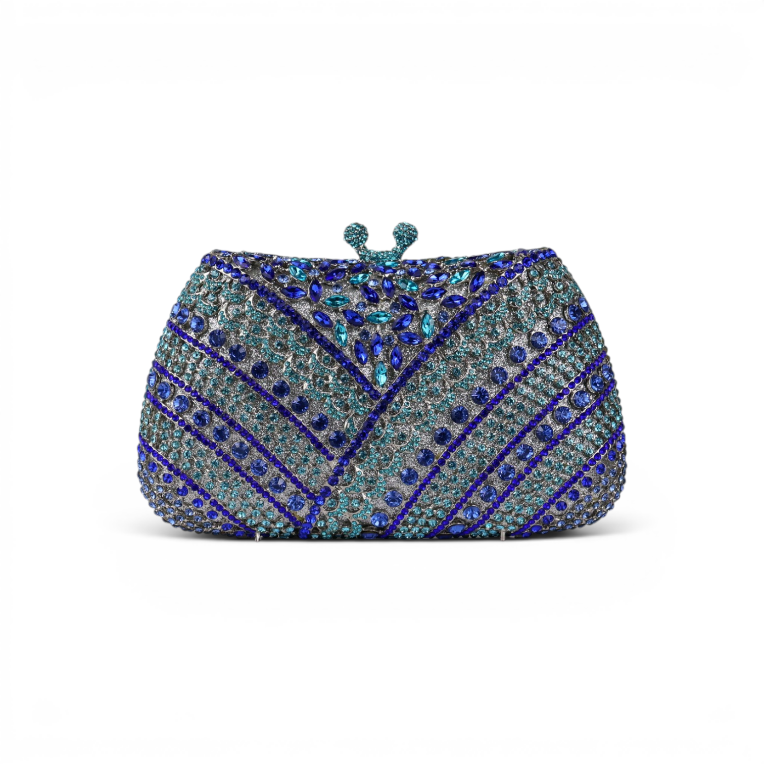 Bolsa Festa Clutch Pedraria Strass Azul e Turquesa
