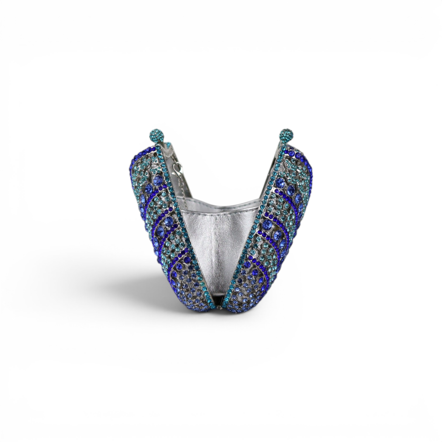 Bolsa Festa Clutch Pedraria Strass Azul e Turquesa