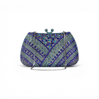 Bolsa Festa Clutch Pedraria Strass Azul e Turquesa