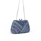 Bolsa Festa Clutch Pedraria Strass Azul e Turquesa