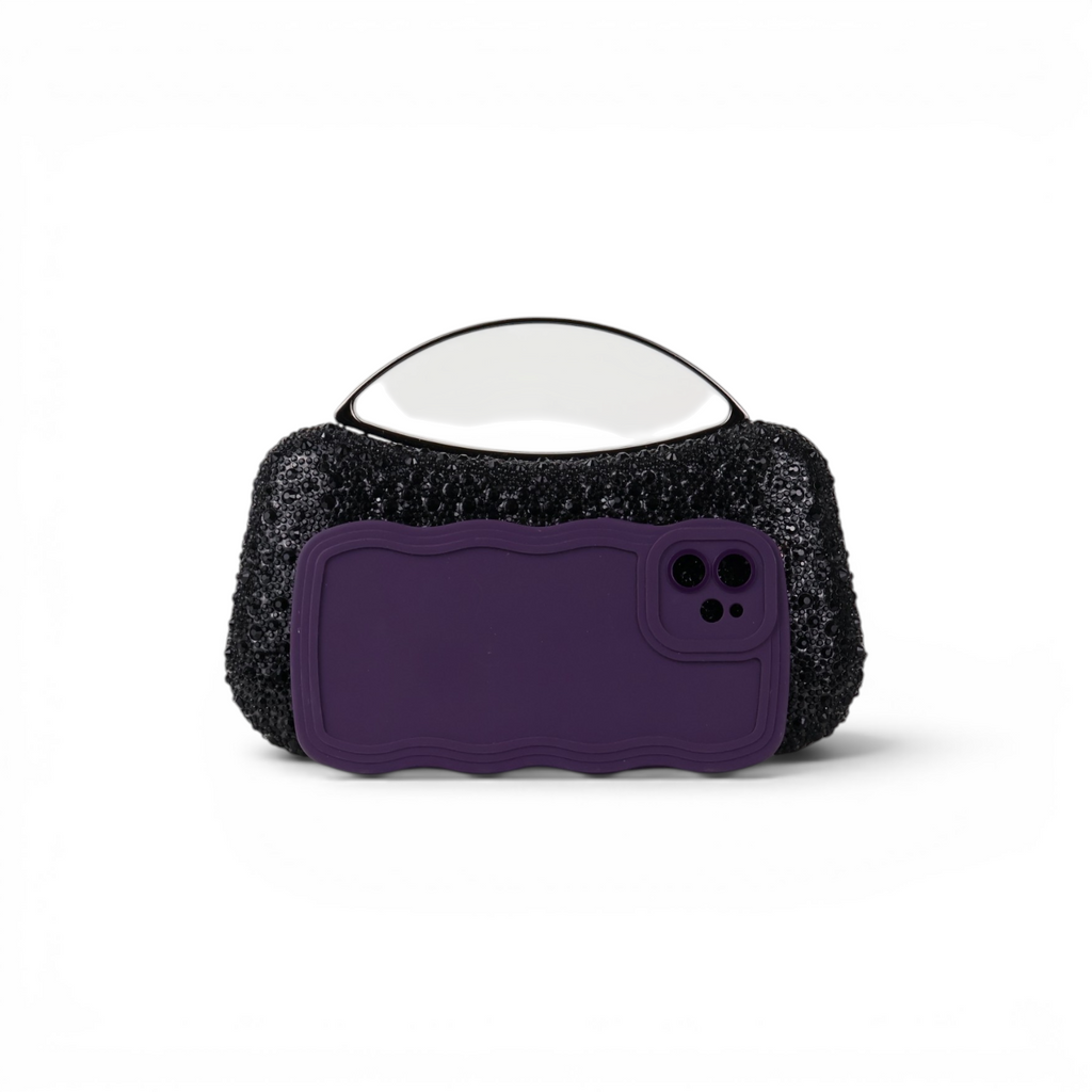 Bolsa de Mão Top Handle Strass Preta
