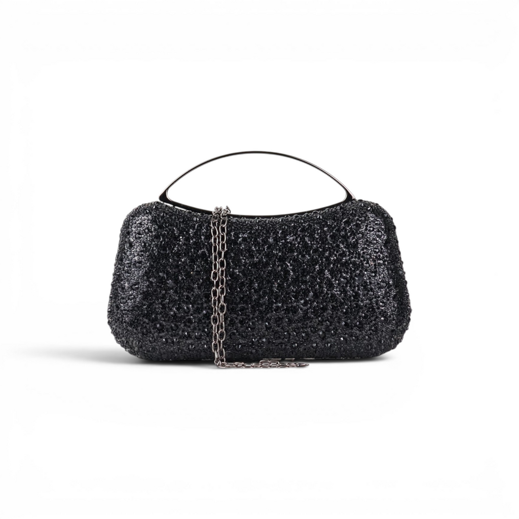 Bolsa de Mão Top Handle Strass Preta