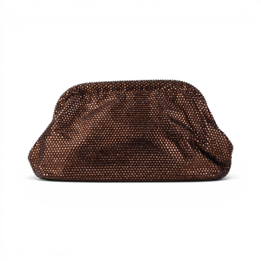 Bolsa Pouch Strass Marrom
