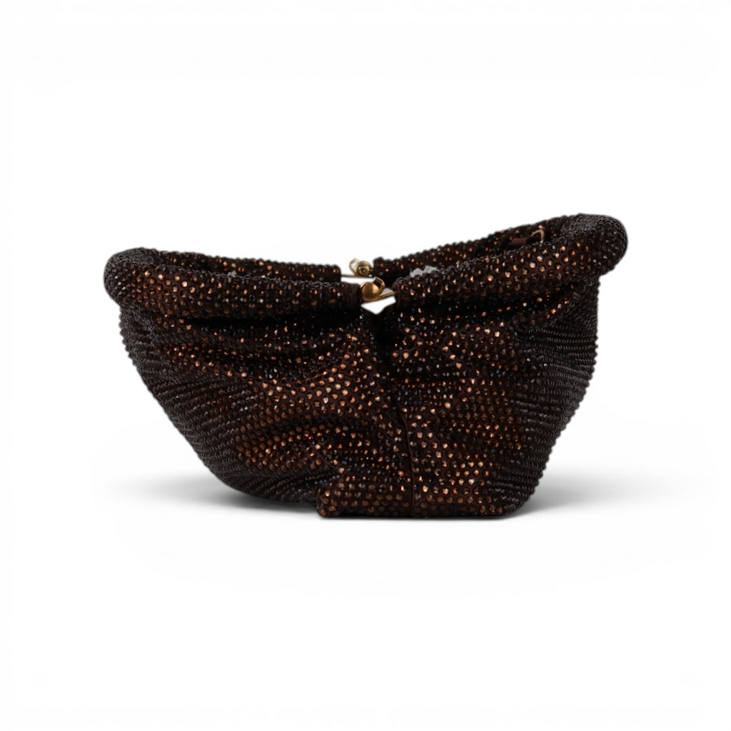 Bolsa Pouch Strass Marrom