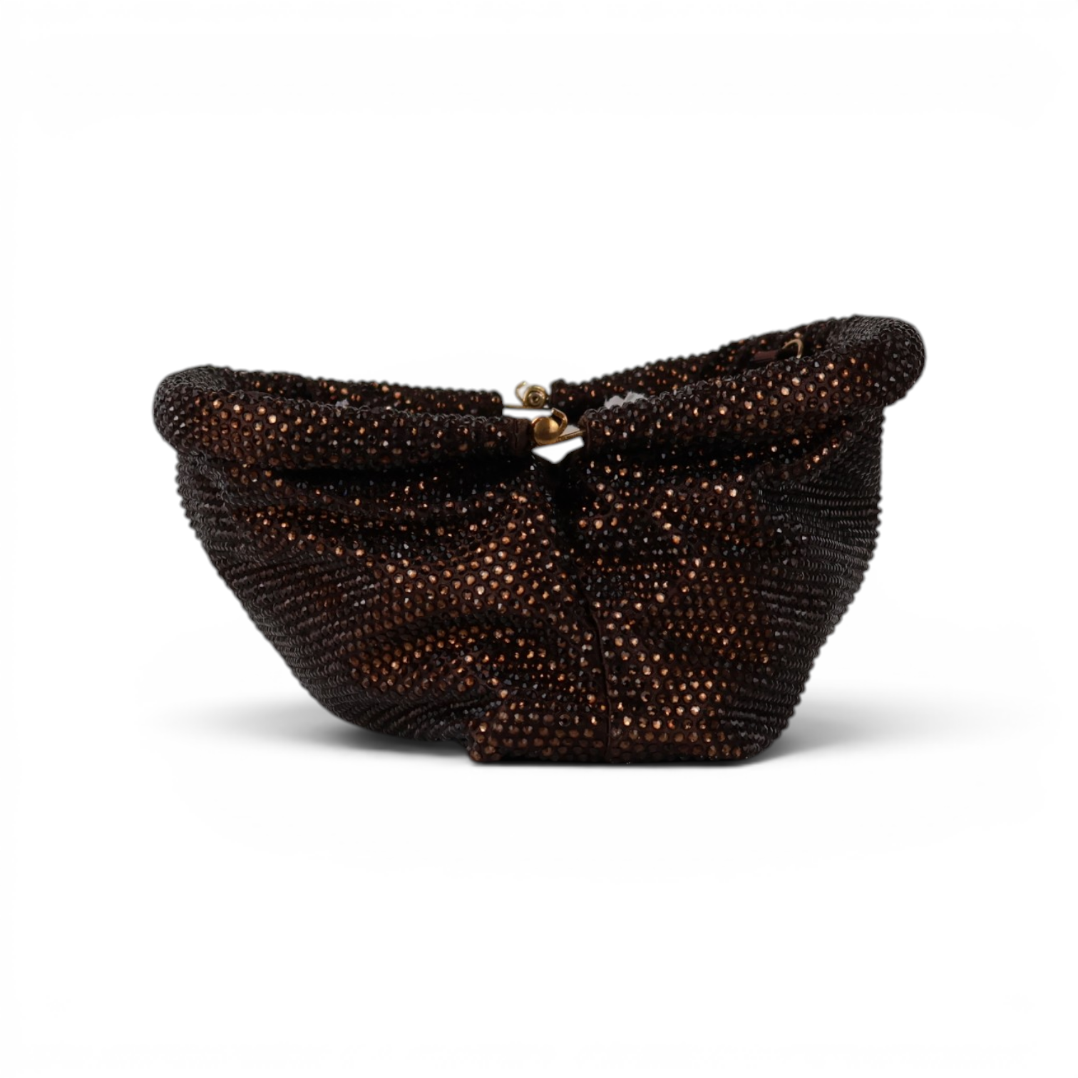 Bolsa Pouch Strass Marrom