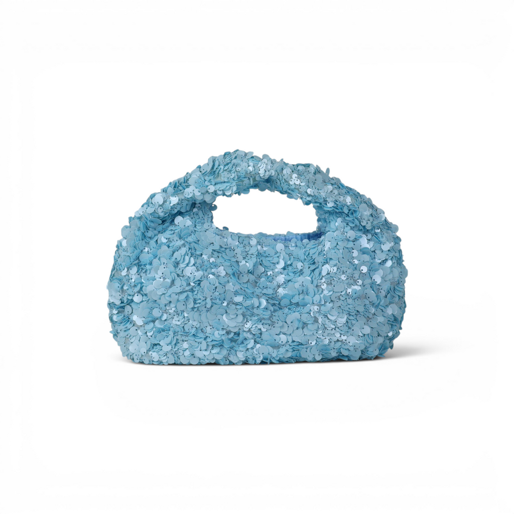 Bolsa Pouch Festa Lantejoula Azul Claro