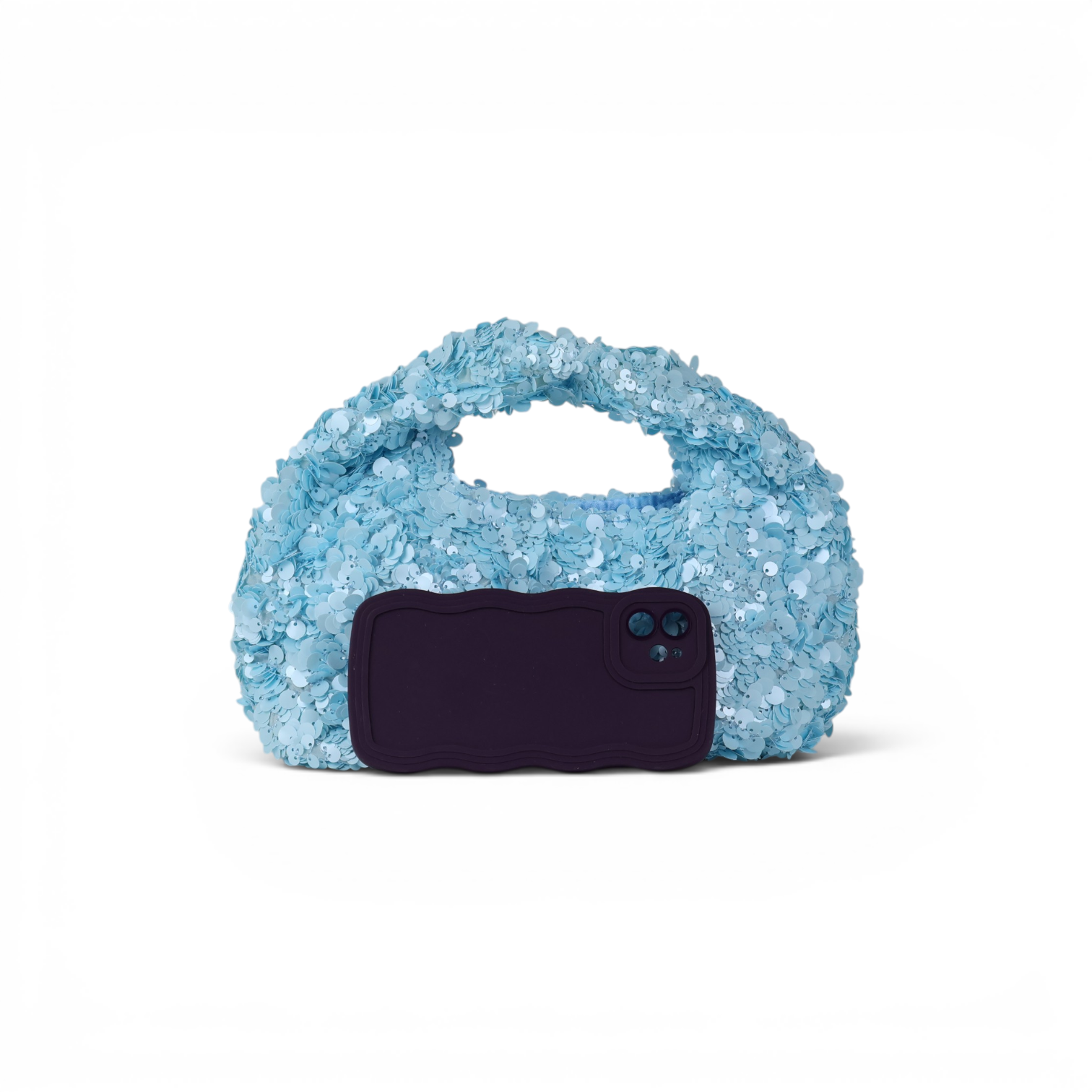 Bolsa Pouch Festa Lantejoula Azul Claro
