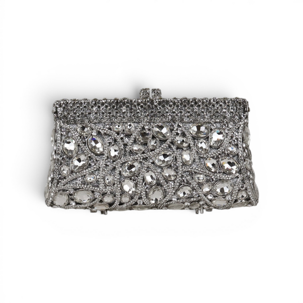 Bolsa Festa Clutch Pedraria Strass Prata