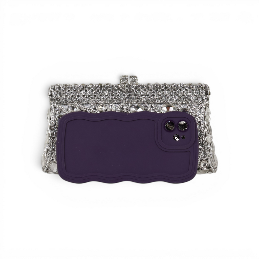 Bolsa Festa Clutch Pedraria Strass Prata