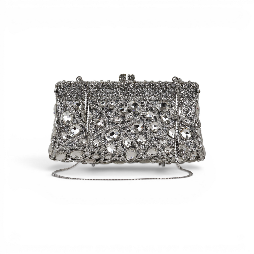 Bolsa Festa Clutch Pedraria Strass Prata