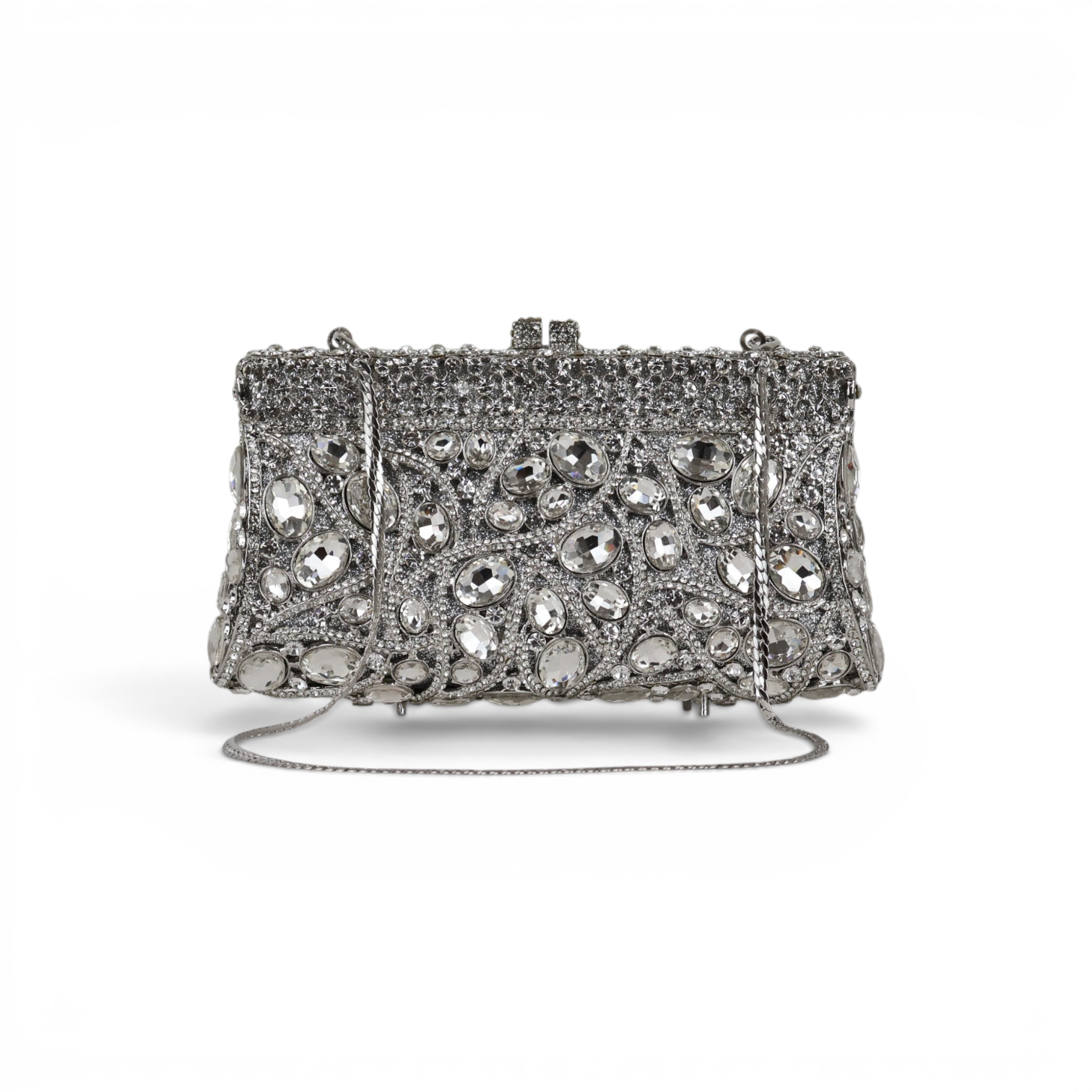 Bolsa Festa Clutch Pedraria Strass Prata