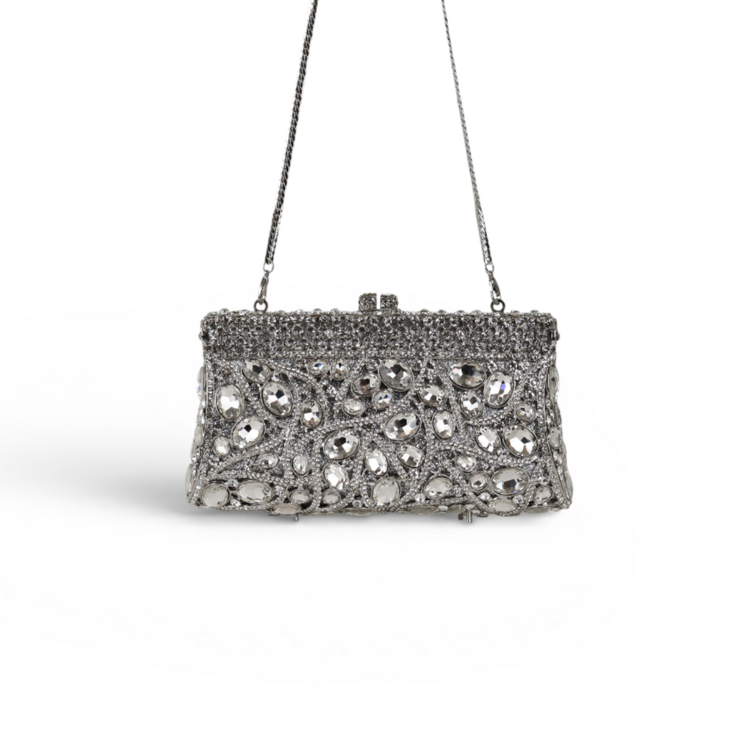 Bolsa Festa Clutch Pedraria Strass Prata