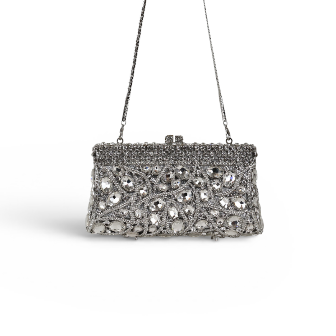 Bolsa Festa Clutch Pedraria Strass Prata