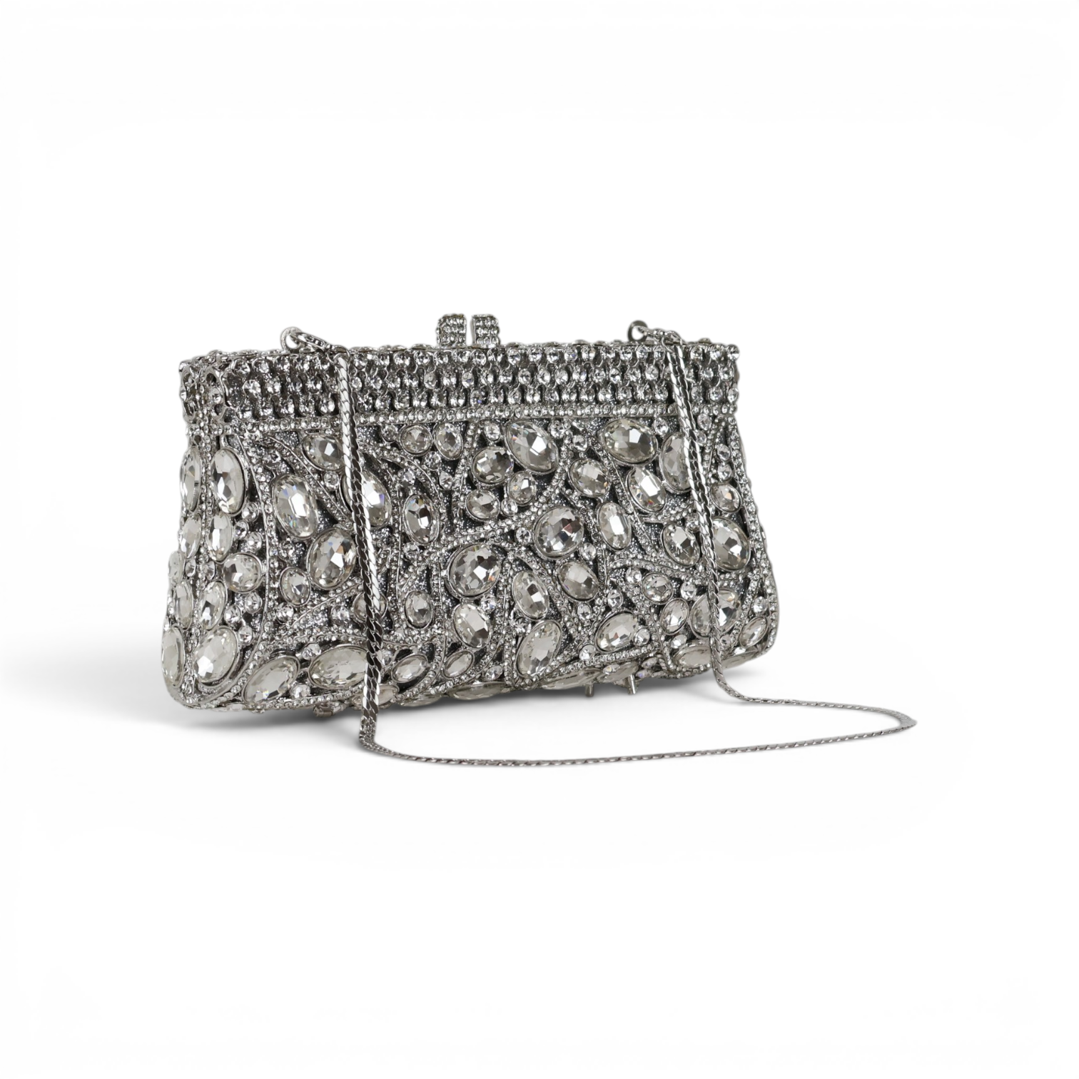 Bolsa Festa Clutch Pedraria Strass Prata