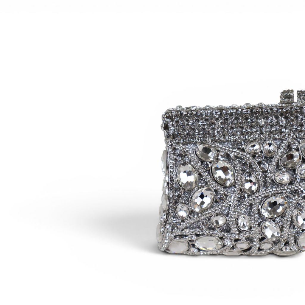 Bolsa Festa Clutch Pedraria Strass Prata
