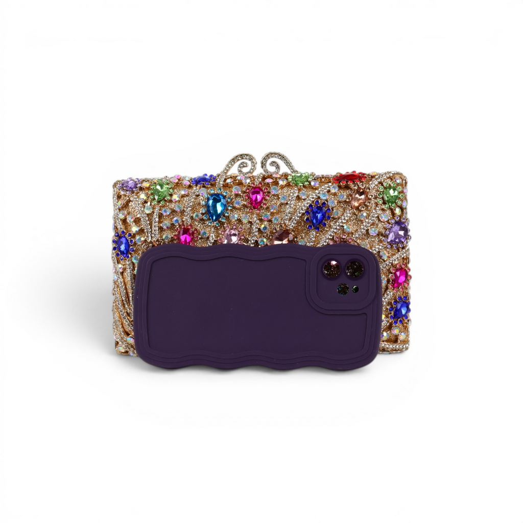 Bolsa Festa Clutch Pedraria Strass Colorida