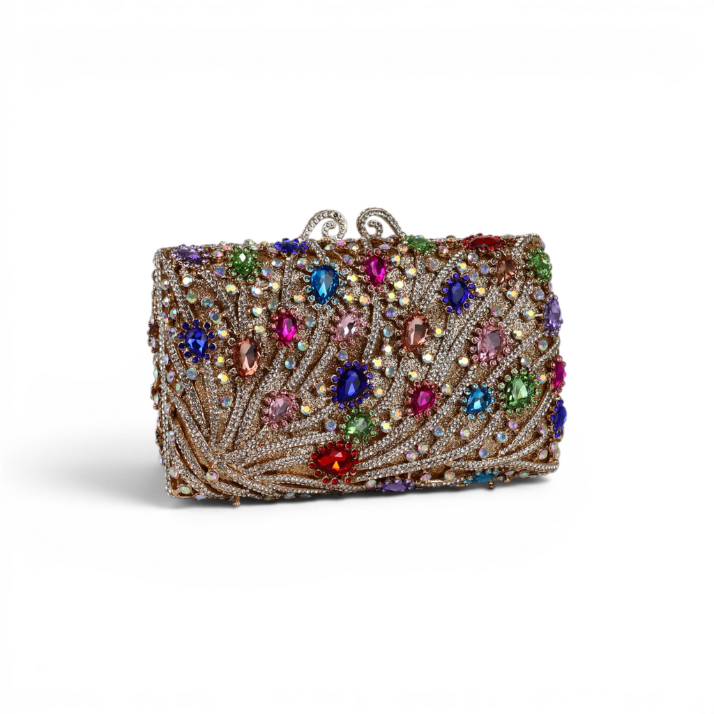 Bolsa Festa Clutch Pedraria Strass Colorida