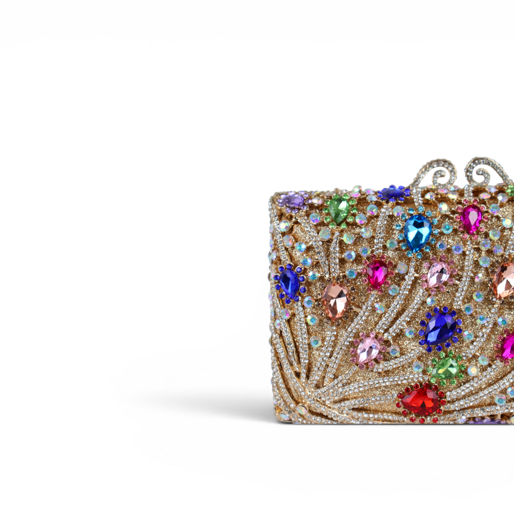 Bolsa Festa Clutch Pedraria Strass Colorida