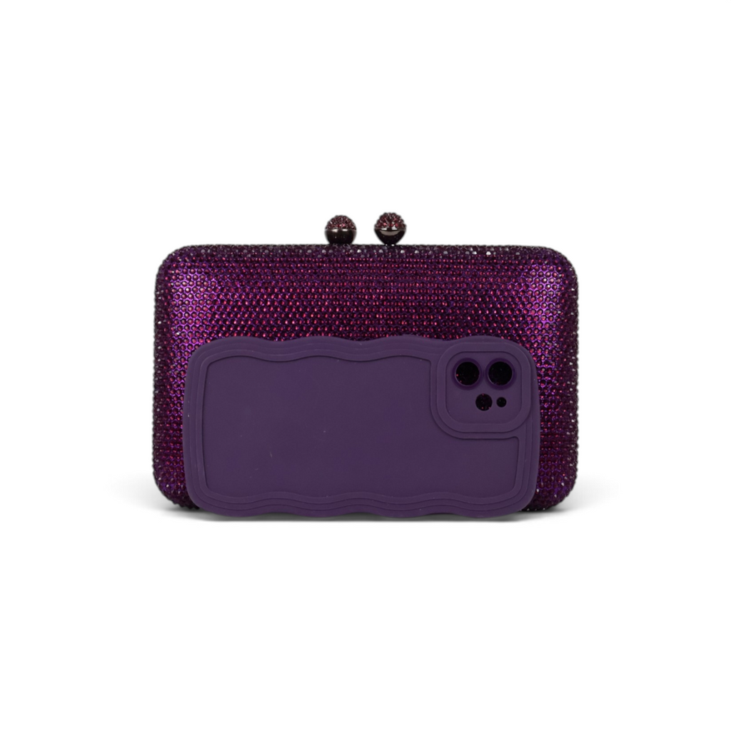 Bolsa de Festa Clutch Pedraria Roxa