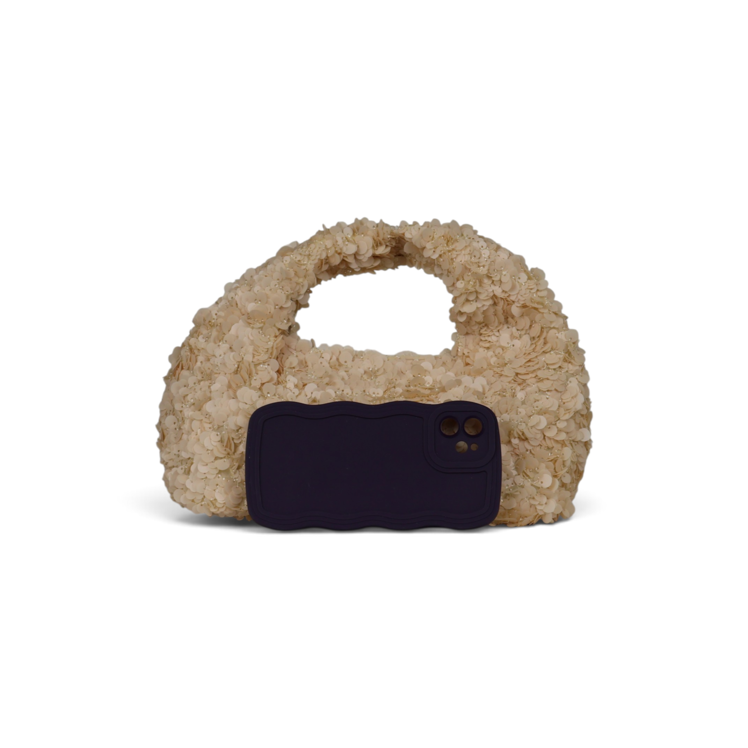 Bolsa Pouch Festa Lantejoula Bege