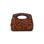Bolsa Festa Clutch Pedraria Strass Laranja Marrom Âmbar