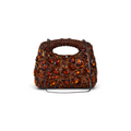 Bolsa Festa Clutch Pedraria Strass Laranja Marrom Âmbar