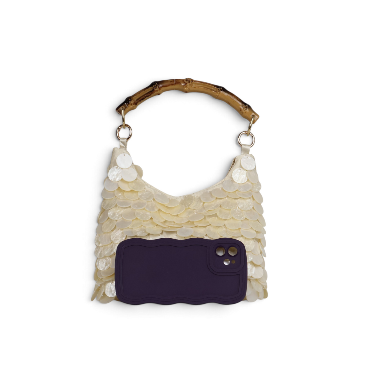Bolsa Pouch Madreperola e Alça de bambu