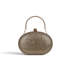 Bolsa Clutch Festa Pedraria Oval Dourada