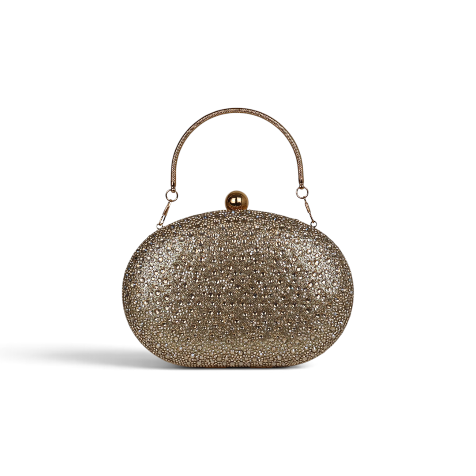 Bolsa Clutch Festa Pedraria Oval Dourada