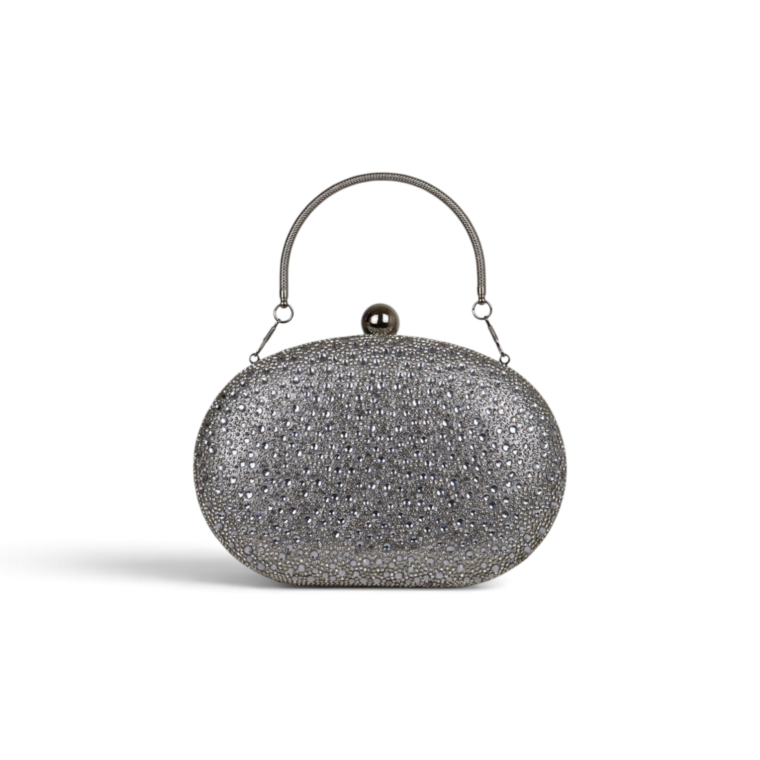 Bolsa Clutch Festa Pedraria Oval Prata
