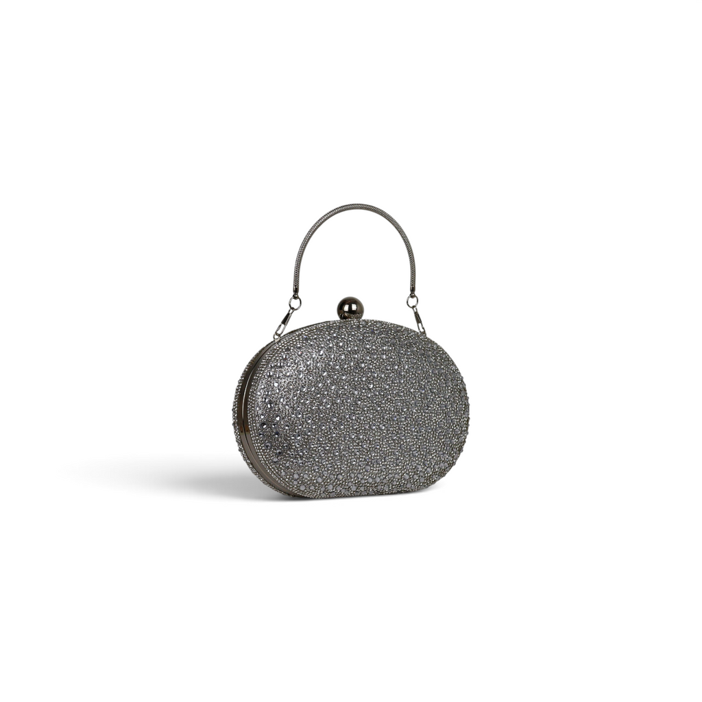 Bolsa Clutch Festa Pedraria Oval Prata